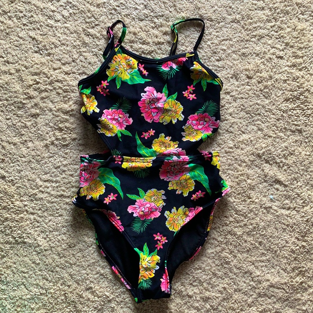 Old navy swim, colorful floral print, adjustable